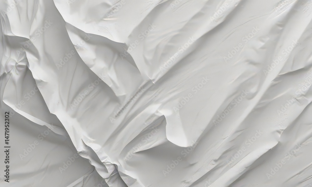 Obraz premium Creased white paper poster, deeply wrinkled texture , damaged, creased, abstract