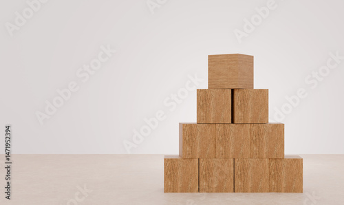 Wooden boxes arranged 3d render