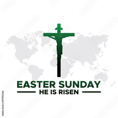 Easter Sunday, He is risen. Greetings, invite vector card. Vector Easter banner or card with words Easter Sunday, He is risen, Holy week flyer template.