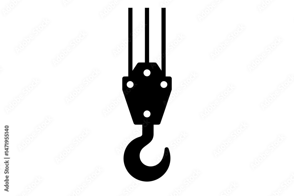 Crane hook lifting equipment construction tool icon