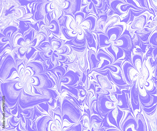 Fluid flowers monochrome seamless pattern in pastel lilac tones. Perfect for textile, package, packaging, posters, wall decor, wallpaper, fabric. Contemporary Liquid Art. 