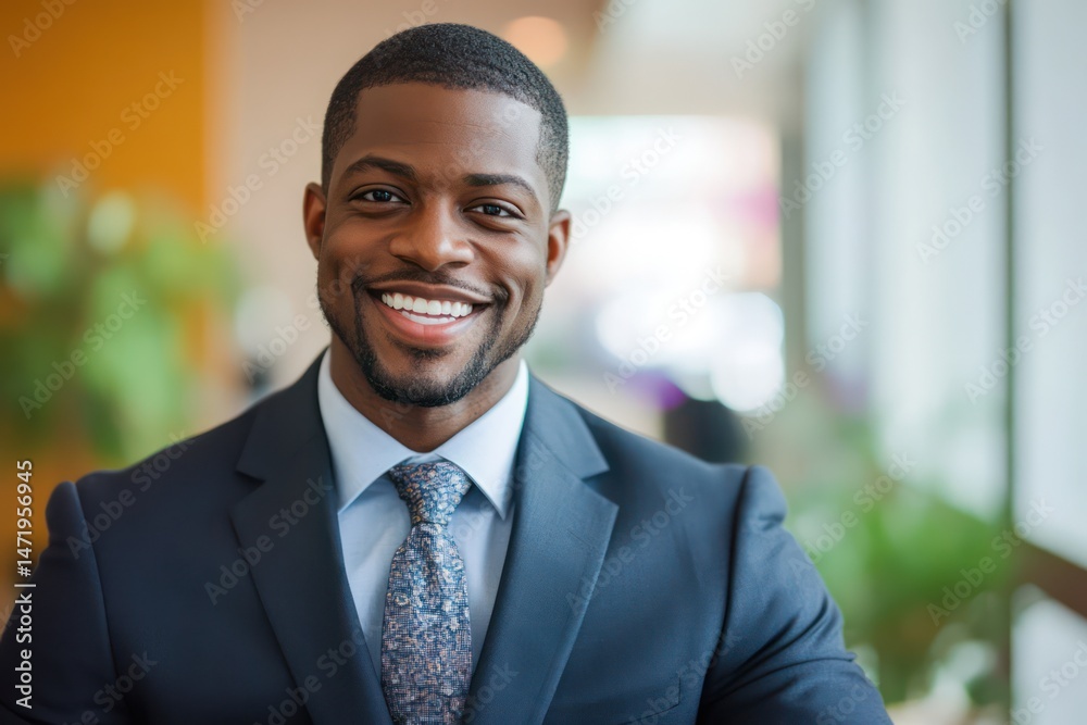 Smiling businessman portrait in modern office Smiling businessman portrait in modern office