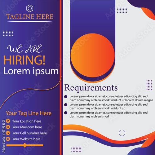 We are hiring social media post template vector