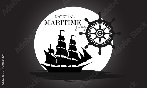 Vector Illustration of national maritime day. Symbol of Wheel. Abstract design and Background