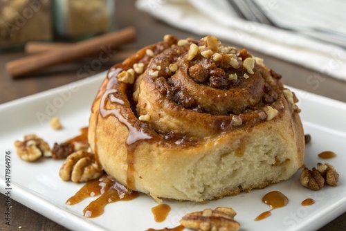 Caramel Walnut Cinnamon Roll
