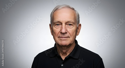 Older Man Portrait with Gray Hair and Black Shirt