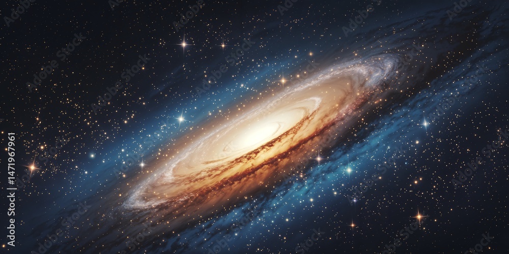 Fototapeta premium Illuminated Spiral Galaxy in the Vastness of Space