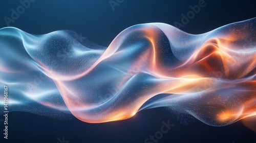 Abstract digital design with flowing forms and vibrant colors.