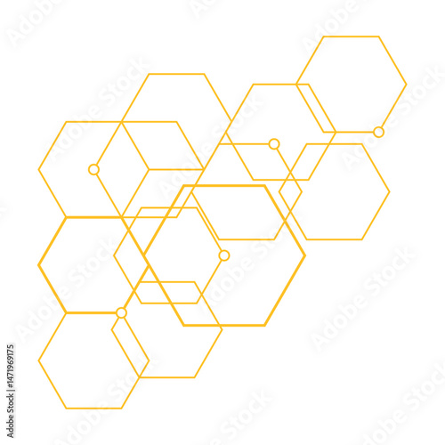 Abstract Yellow Hexagon Backgorund, Technology polygonal concept