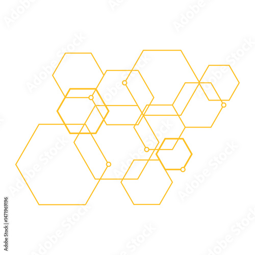 Abstract Yellow Hexagon Backgorund, Technology polygonal concept