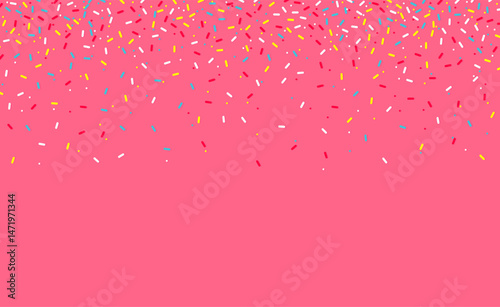 Colorful sprinkles banner background, colorful falling decorative sprinkles background