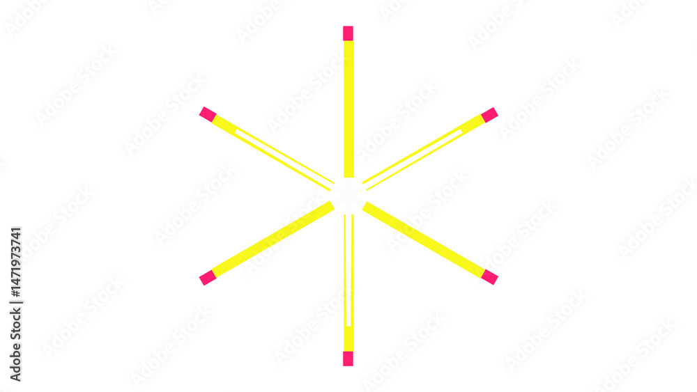 Abstract geometric design with radiating yellow lines and pink accents. Abstract geometric design with radiating yellow lines and pink accents.