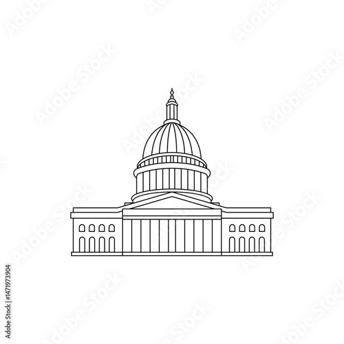 Capitol Dome Line Art Vector Illustration Design