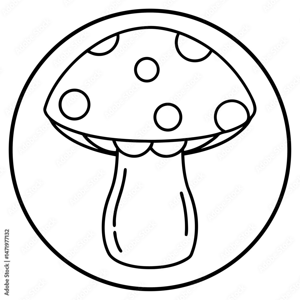 Minimalist White Mushroom Line Art Minimalist White Mushroom Line Art