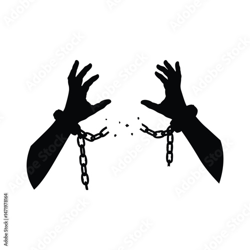 Illustration vector of two hands released from a chain