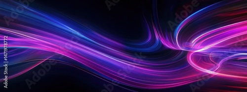 Abstract Wavy Background with Flowing Purple Blue and Red Lights Modern Design Featuring Dynamic Streaks and Glowing Elements on Dark Backdrop