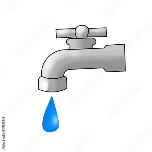 faucet with drop of water