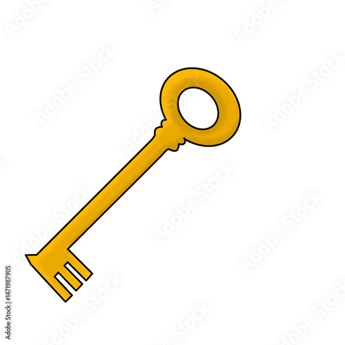 golden key isolated on white