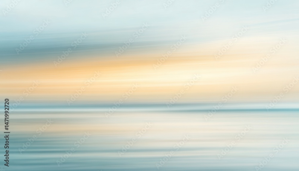 Fototapeta premium Golden Light on Tranquil Ocean Horizon Underneath Pale Blue Sky Nature Scene