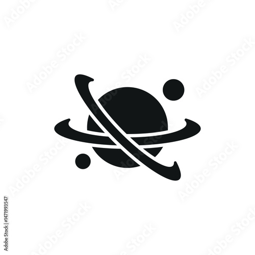 Orbiting Planet icon. Simple orbiting planet icon for social media, app and web design. Vector illustration.