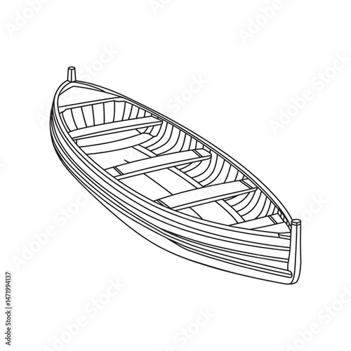 Rowboat boat outline vector illustration