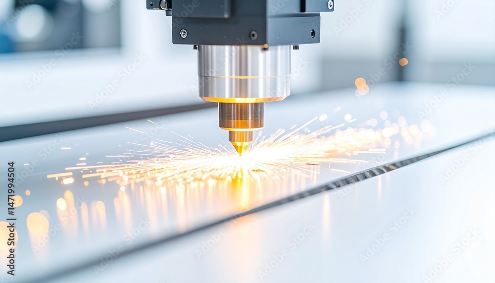 A scene where a CNC machine cuts metal at high speed A scene where a CNC machine cuts metal at high speed