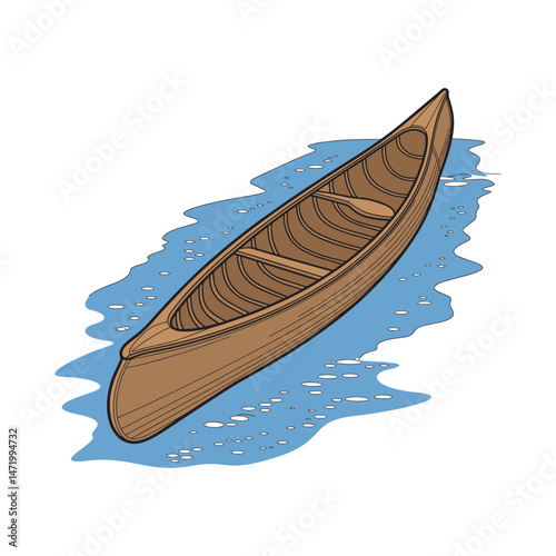 Wooden boat vector art illustration