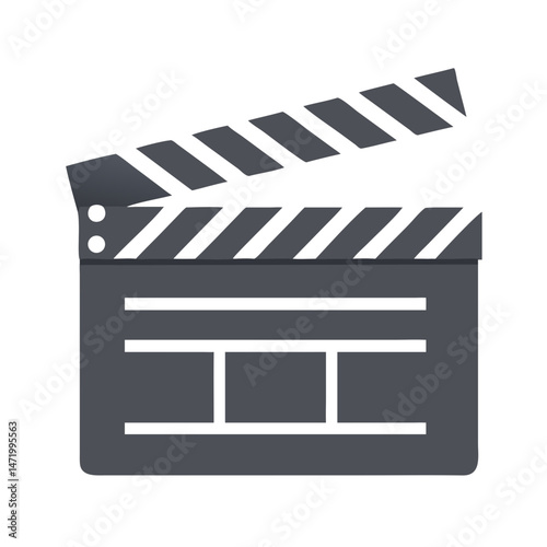 Black movie clapperboard icon in outline minimalist style