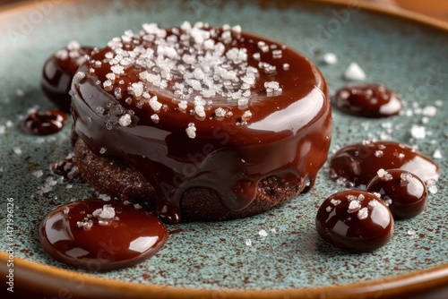 A close-up of a decadent chocolate dessert, showcasing indulgence and temptation