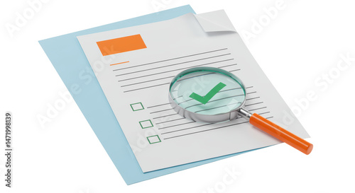 Tableau sur toile Isolated Magnifying Glass over Checklist