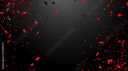 Red   Black Confetti Celebration Background  Festive Design