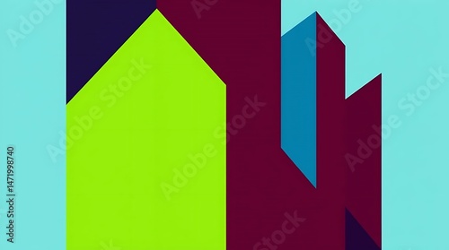 Free Download Abstract geometric composition with bold, contrasting shapes in lime green, blue, and purple tones, creating a dynamic and modern graphic design. - GFXLoad