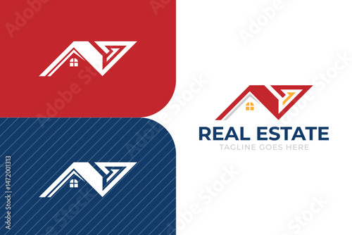 Real estate logo design, contractor logo template, roofing logo template, builder logo, property, mortgage, home, house, repair