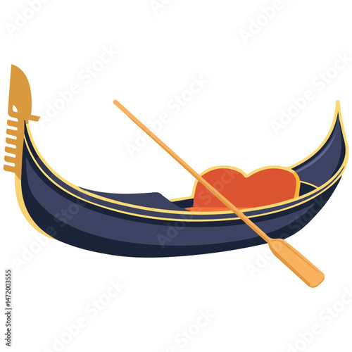 Venice gondola boat travel isolated vector illustration on white background