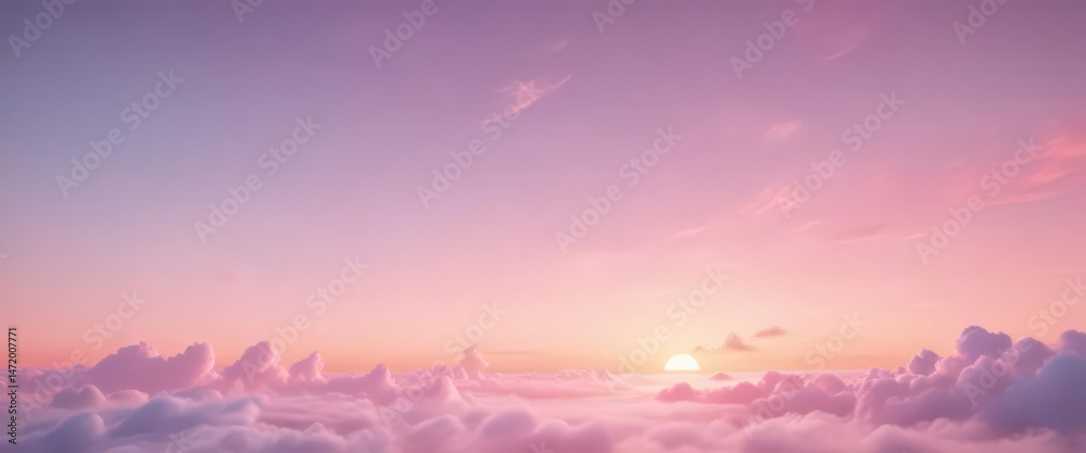 Fototapeta premium Dreamy pastel sunset, cotton candy sky gradient, light, cotton candy