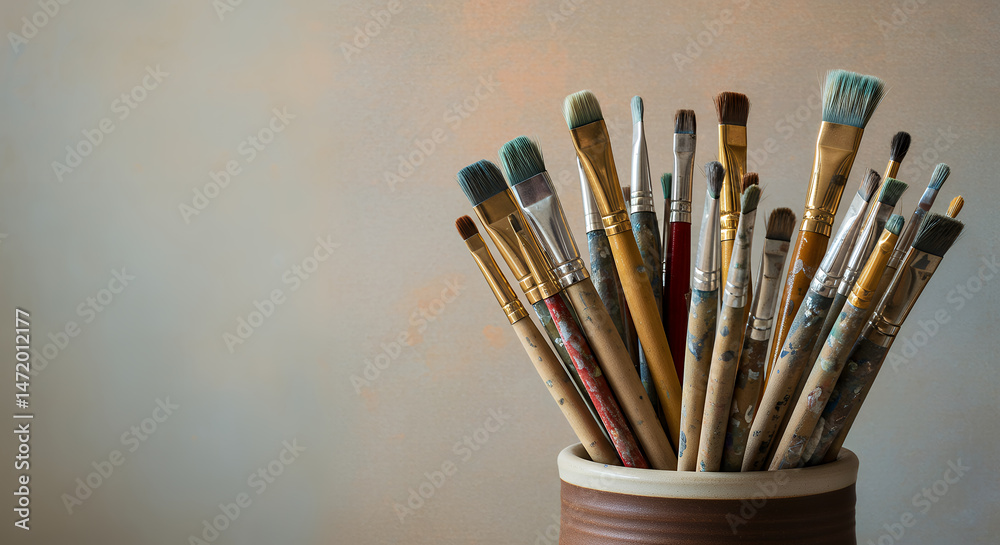 Artist's Toolkit: Paintbrushes in Pottery, Creative Art Supplies, Studio Essentials, Art Tools, Painting Inspiration, Brush Collection Artist's Toolkit: Paintbrushes in Pottery, Creative Art Supplies, Studio Essentials, Art Tools, Painting Inspiration, Brush Collection