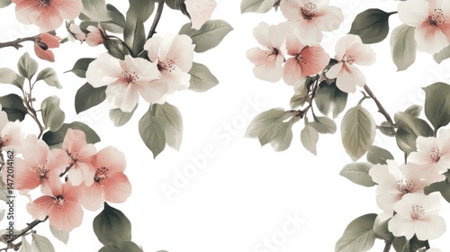 Elegant Floral Background with Soft Peach and White Blossoms