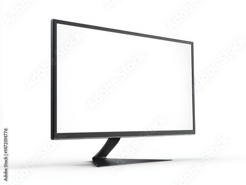 Modern black computer monitor with blank screen
