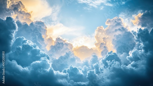 Majestic Cloud Formation Under Blue Sky at Sunrise