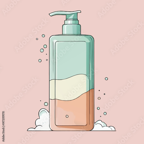 cartoon soap dispenser bottle vector illustration