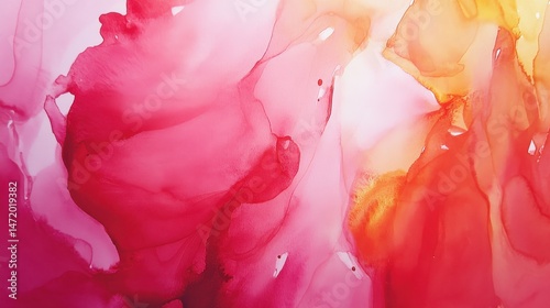 Vibrant Abstract Fluid Art in Shades of Pink, Red, and Orange