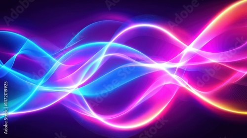 Vibrant Light Waves in Purple and Blue Color Spectrum Background