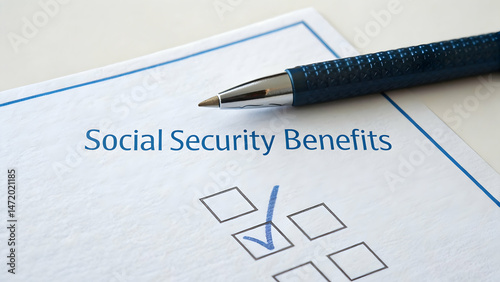 Details of Social Security Benefits Application With Checkmark on Form Highlighting Financial Assistance Process