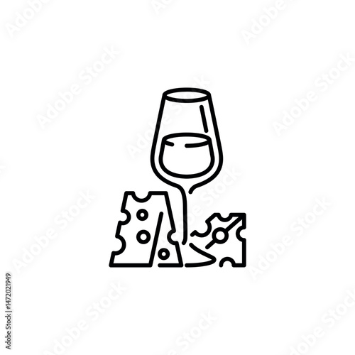 Wine and cheese icon. Simple wine and cheese icon for social media, app and web design. Vector illustration.
