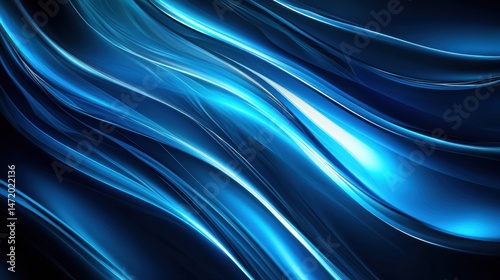 Abstract Flowing Blue Waves Background for Design and Art Projects
