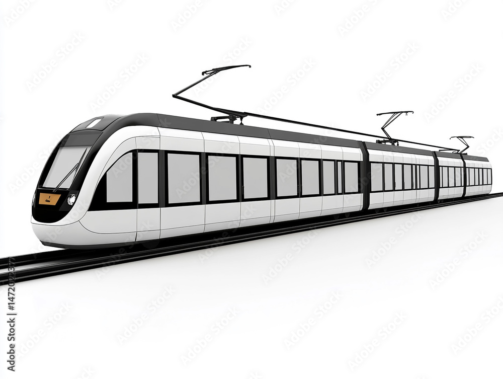Naklejka premium Modern Electric Train Rapid Transit City Commuter Public Transportation Railway Vehicl