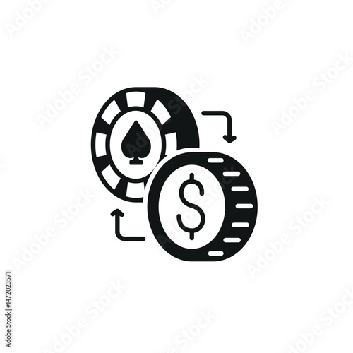 Chip to cash icon. Simple chip to cash icon for social media, app and web design. Vector illustration.