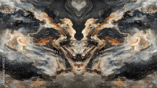 Abstract Swirling Pattern with Dark Tones and Contrasting Colors