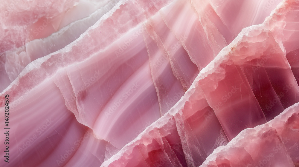 Close-up of pink marble with fine, delicate white lines.