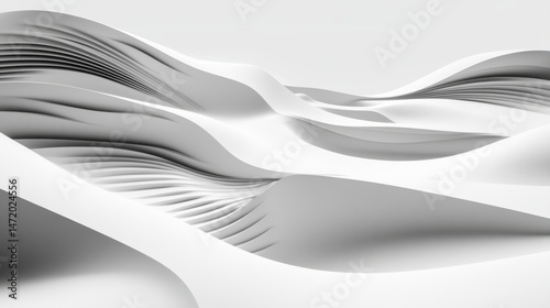 Abstract White Wave Patterns in Smooth Fluid Design Elements
